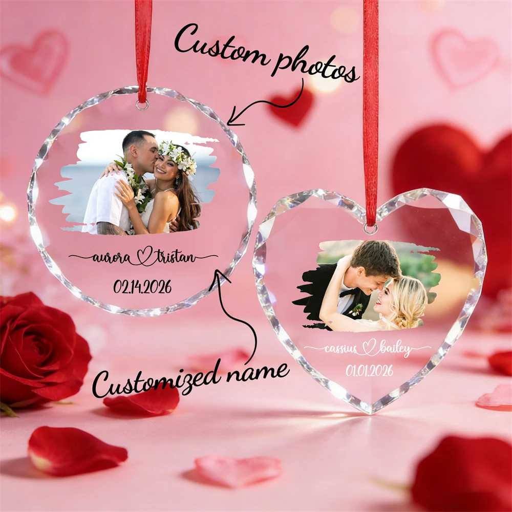 Customised Hanging Decorations Personalised Couple Photos Name Wedding Festive Party Ornament Gift Custom Name Photo Ornament