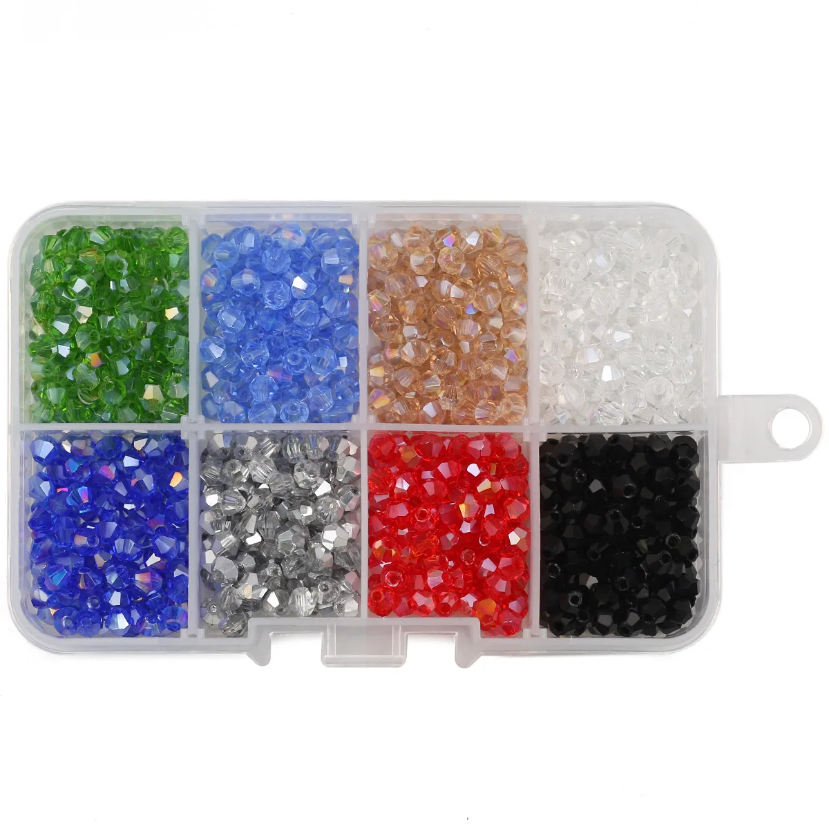 800PCS 8Color 4MM Rhombic Glass Crystal DIY Kit Box Plated AB Color Loose Beads For Making Bracelet Necklace Jewelry Accessories