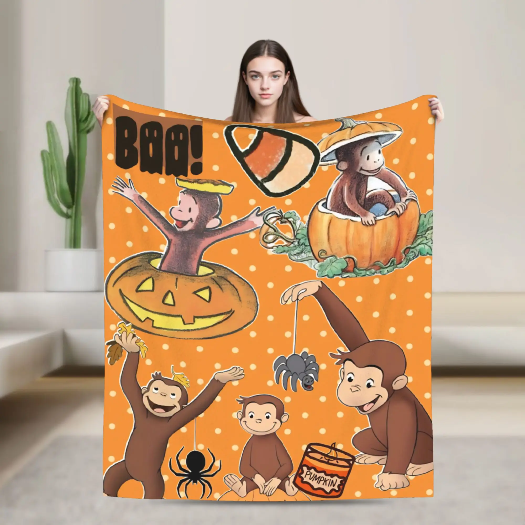 Curious George Monkey Flannel Blankets  Fashion Throw Blankets for Home Hotel Sofa  200x150cm Plush Thin Quilt,