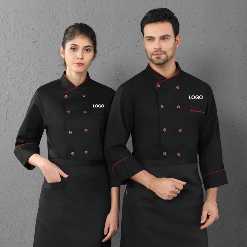 Camisa de Chef para hombre, uniforme de manga corta, chaqueta de trabajo para Chef, abrigo para Hotel, restaurante, cocina, cuello alto, servicio de comida