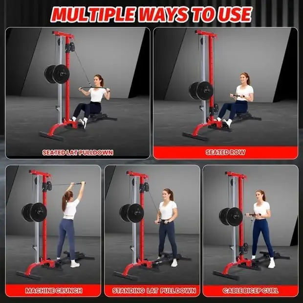 2-in-1 Rowing & Cable Machine for Home Gym – Adjustable Resistance – LAT Pull Down & Low Row – High/Low Pulley Stations – Compact Full Body Strength Training Fitness Equipment – Durable Carbon Steel