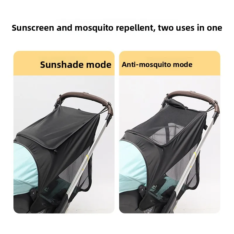 Baby Stroller Sunshade Mosquito Net 2-in-1 Car Cover Baby Stroller Sunshade Cover Full Face Mosquito Repellent Cover