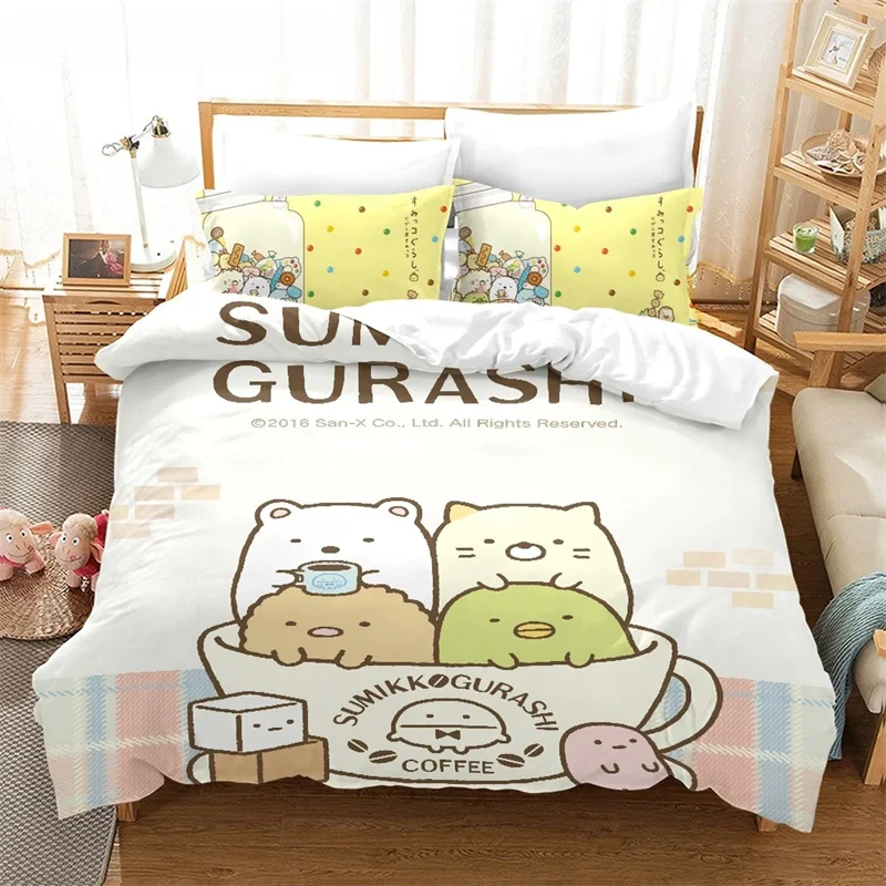 Cartoon Sumikko Gurashi Bedding Set,Duvet Cover Comforter Bed Set Quilt Cover Pillowcase,King Queen Twin Size Boys Girls Adults