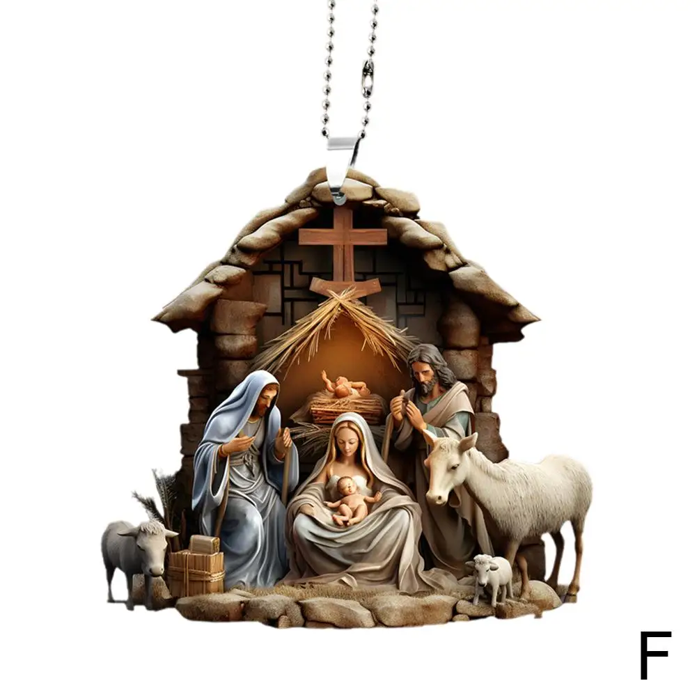 Adornos de presépio de Navidad, presépio de Navidad, decoración 2d, árbol de decoración acrílica P6x7