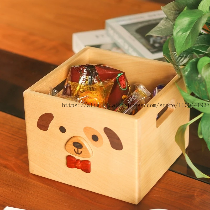 

Настольная корзина для хранения щенков, бытовые закуски, игрушки, рамка для хранения косметики, милая креативная корзина для хранения из цельного дерева