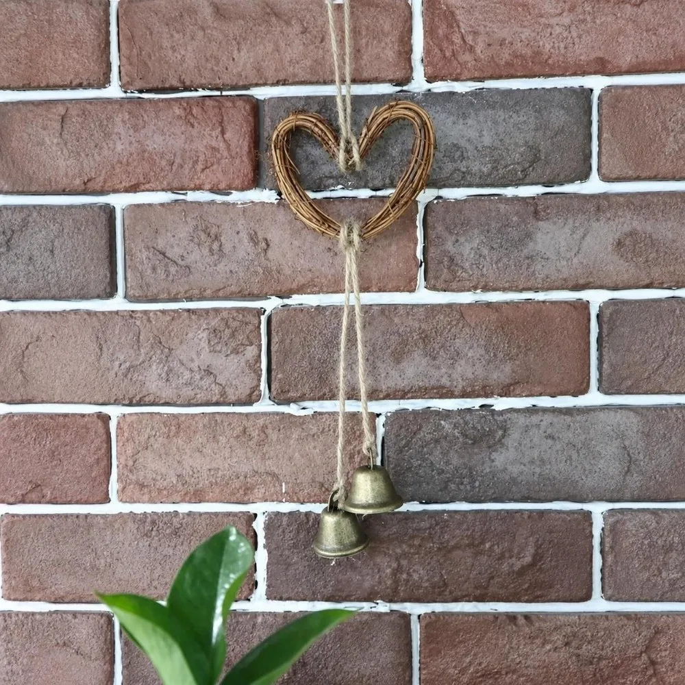 Star Heart Christmas Bell Hanging Decoration Weaving Door Hanging Drop Ornament Photo Props DIY Wind Chime Pendant