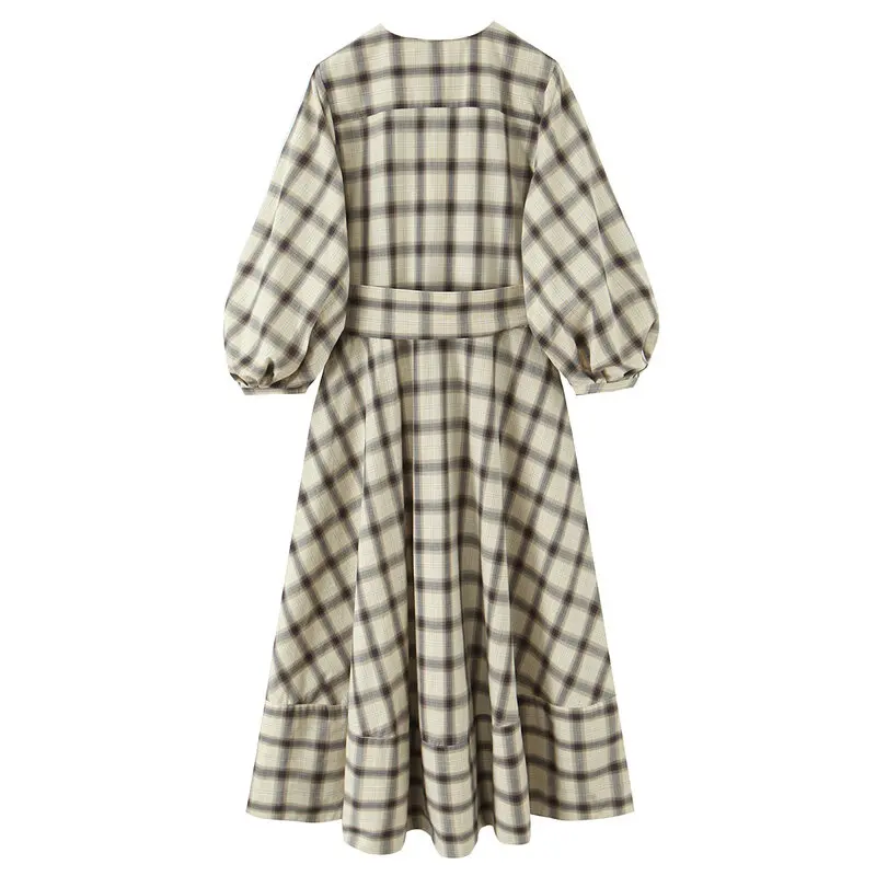 Neue 2025 Herbst Reine Farbe Lange Sve runde Ne Dr frauen Pendler Vielseitig Dr irt Sle Casual Szene Damen Dr