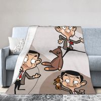 Mr-Beans Animated Series Teddy Bear Blanket Flannel Beanimation Soft Throw Blankets for Outdoor Quilt Breathable