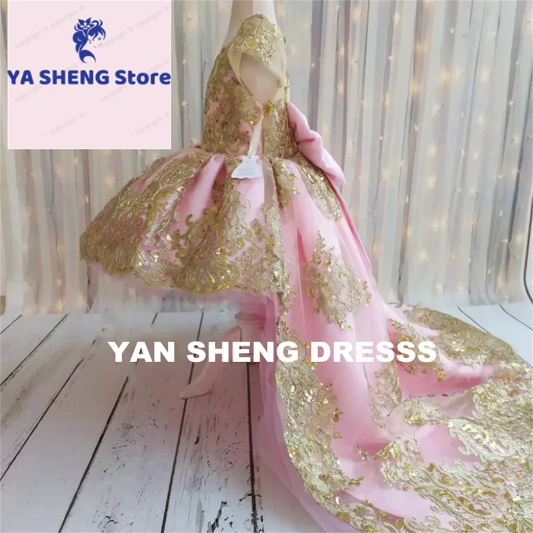 زهرة زين أنيقة فاخرة الأميرة فستان التواصل الأول طول الأرض الكرة الطويلة زهرة فتاة ثوب مخصص