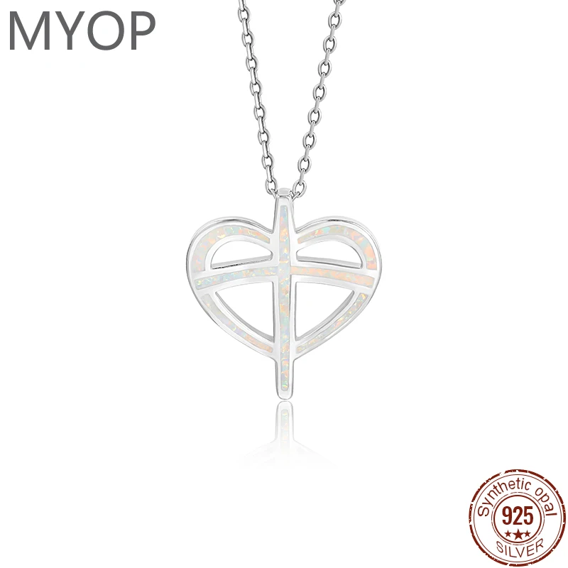 

XYOP серебро 925 пробы подарок искусственный синий OPAL геометрический индивидуальный кулон 40 + 5 см ожерелье с крестом, незаменимый для частного мягкого металла