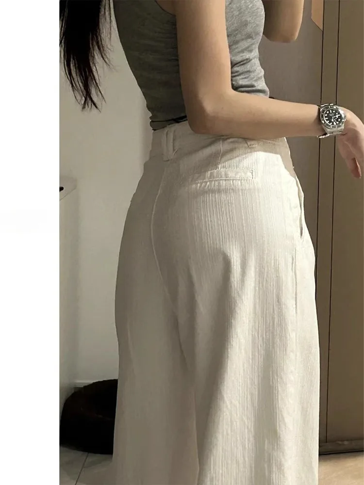 

High Waist Wide Leg White Denim Jeans Women's Autumn Loose Drapey Straight Leg Floor-Length Pants Casual Sle High Waist