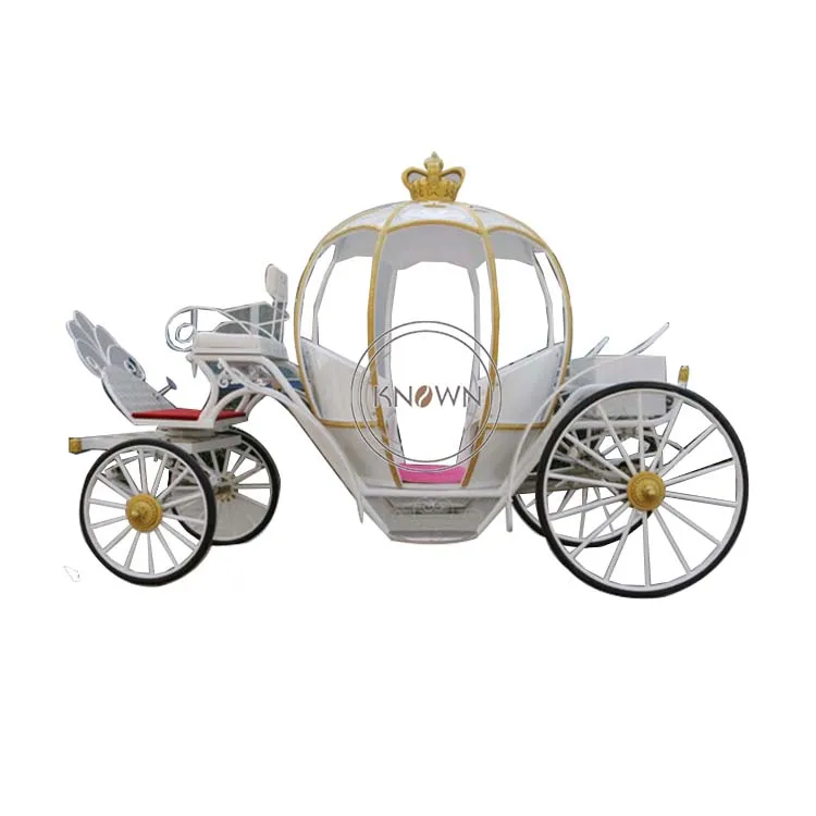 2022 Gold Crown Princess Carriage Electric Pumpkin Horse Cart Attraction Sightseeing Carriage for Europe