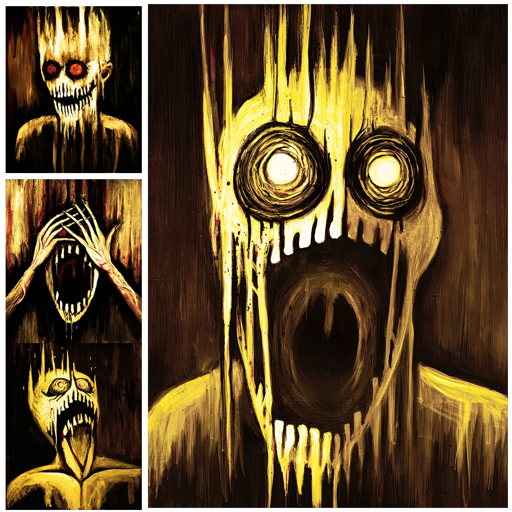 Horrible Shouting Ghost Face Vintage Wall Art Canvas Painting Facing Fear Abstract Art Poster And Print Home Decoration Unframed