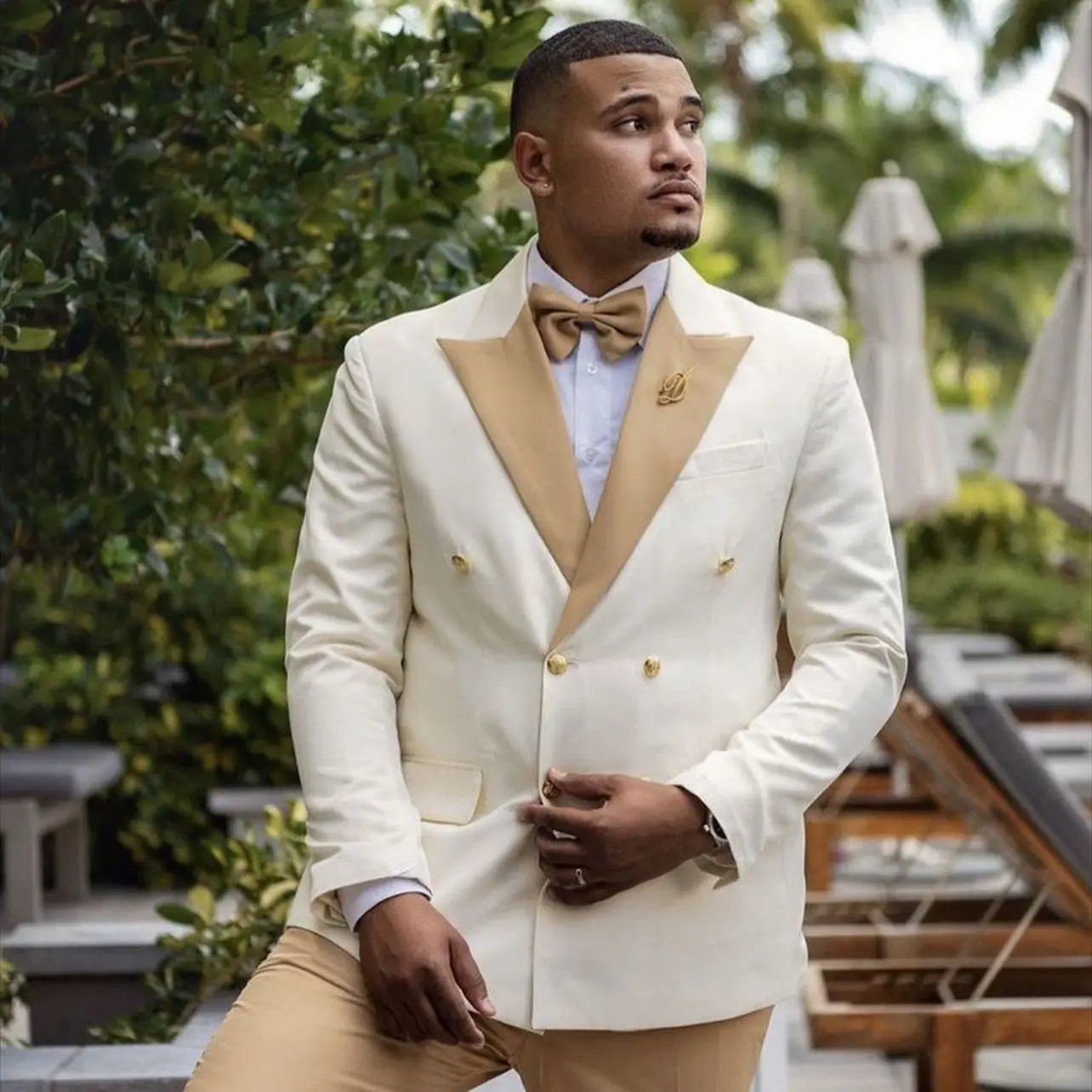 2025 Wedding Dresses Formal  Clothing Double Breasted Male Blazers Sets 2 Pieces Elegant Party Parom Suit For Groom Tuxedo