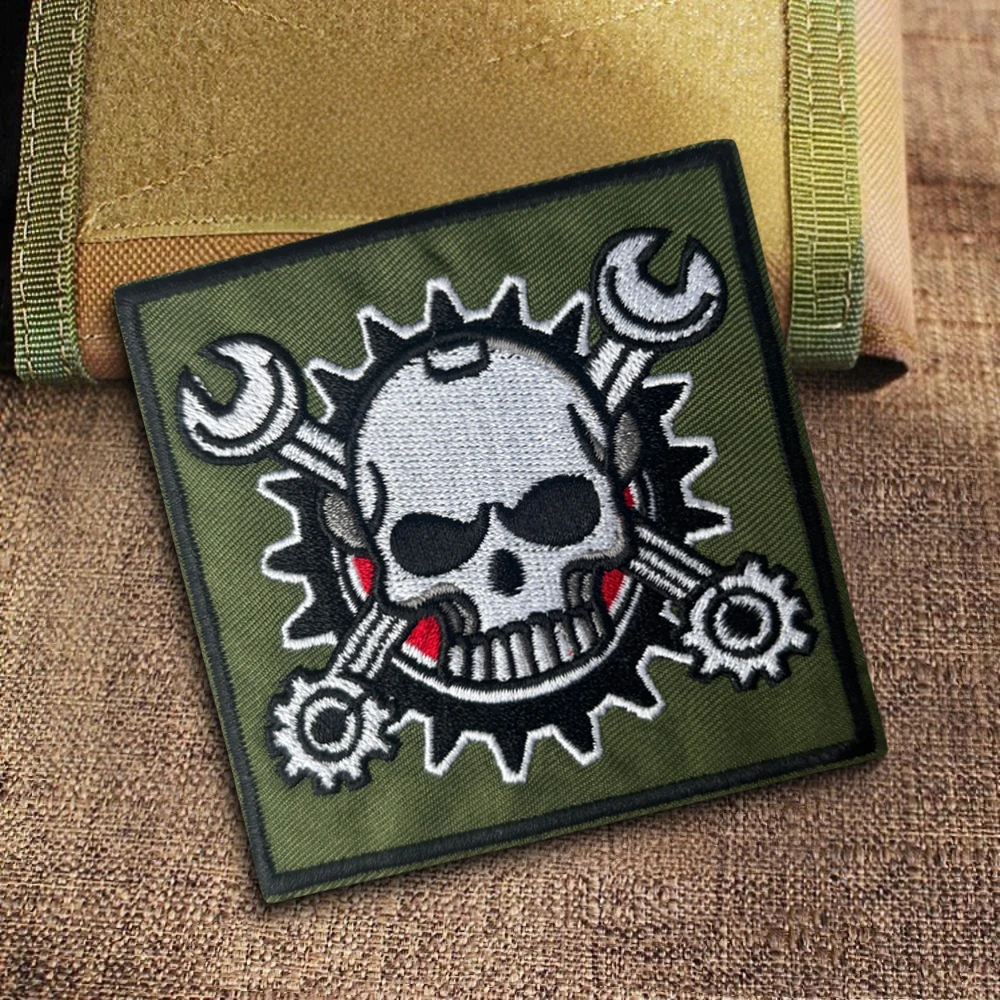 Parche táctico bordado calavera mecánica con gancho y bucle - imagen 2