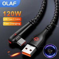 Olaf 90 Degree Elbow USB Type C Cable Fast Charging Braided Data USB C Cable for Samsung Xiaomi Mobile Phone USB Charger Cable