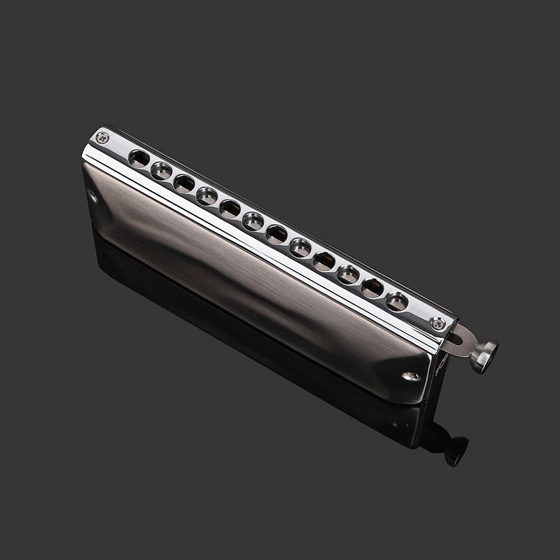 JDR Luna Chromatic Harmonica C Key Armonica 12-Hole 48 Tones Chromatic Mouth Organ Harp Palladium Cover Professional Instruments