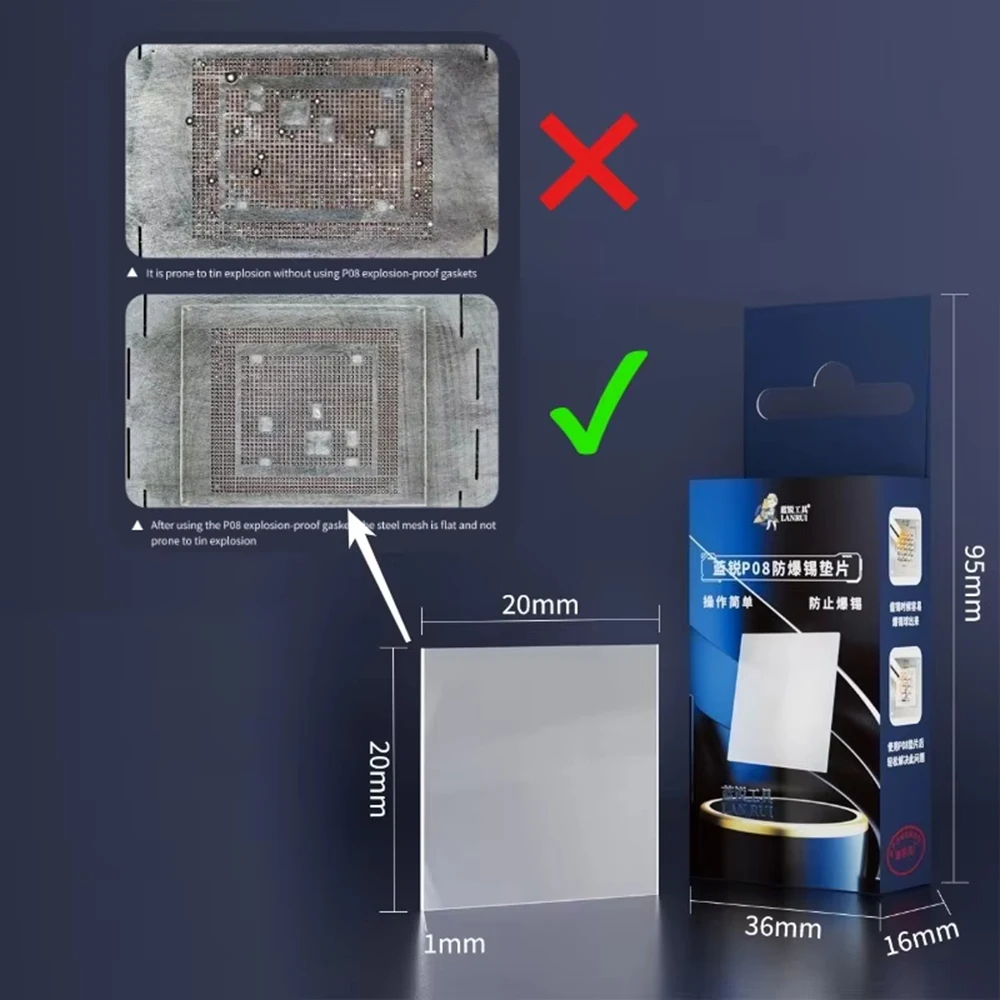 Lanrui P08 CPU Tin Explosion-proof Gasket Mat For Mobile Phone Motherbaord Repair Solve CPU Tin Without Splash Tin Mesh Deform