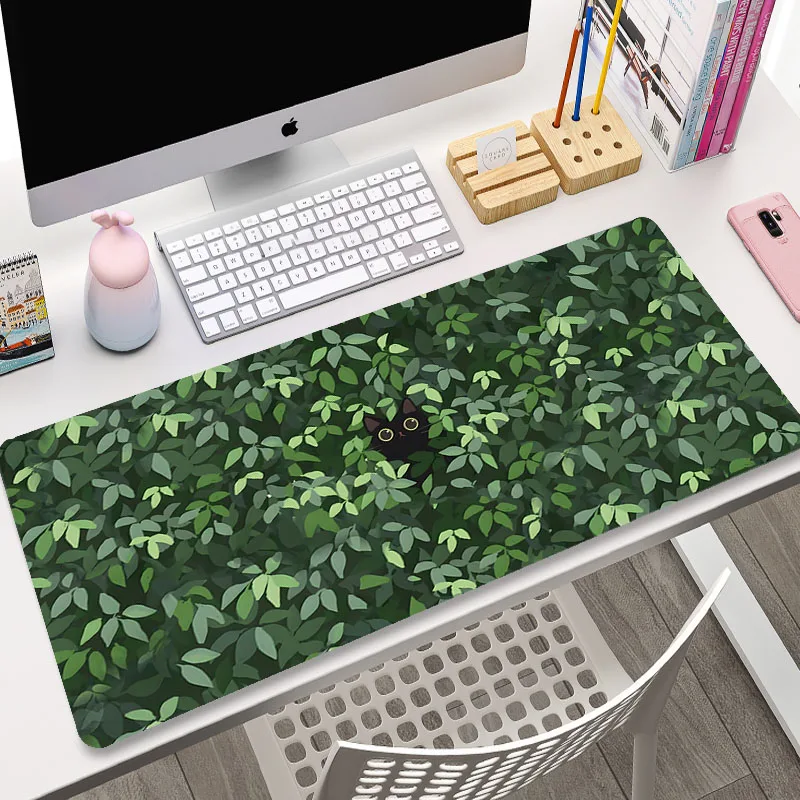 Planta Verde Grande Gaming Mousepad, Gamer Mouse Pad, Esteira de Mesa Longa de Escritório, Mesa Kawaii para Meninas Adolescentes, Quarto, Tamanho XXL