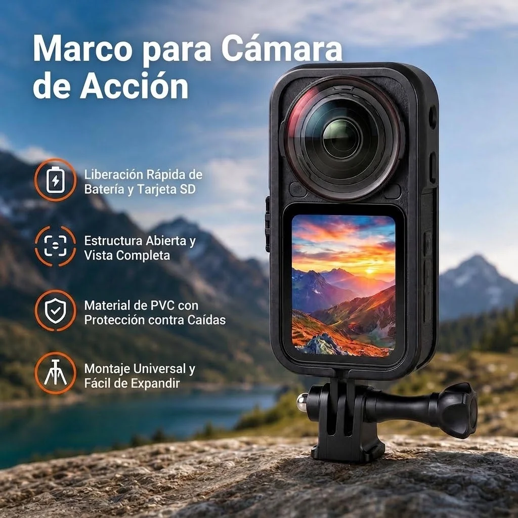 Protective Frame Cage for Insta360 X6 Action Camera PVC Protective Housing Border with Universal Mount Adapter for Tripod Selfie