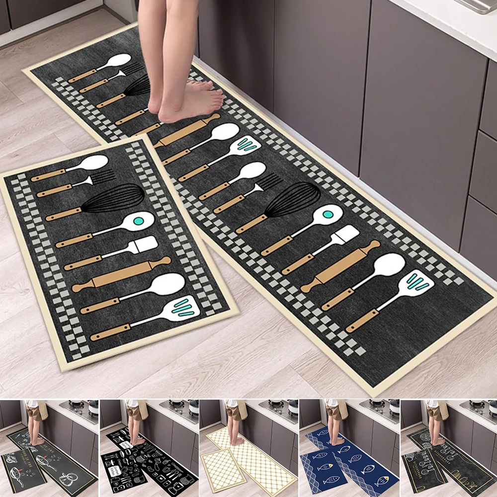 

Anti Slip Kitchen Mat Floor Carpet Absorb Oil Kitchen Rugs Doormat Long Hallway Runner Rug Bath Mat Entrance Easy To Clean