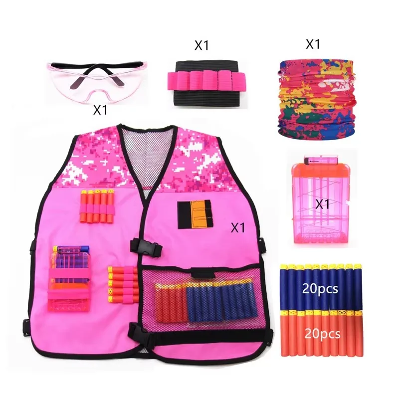 Zivconcing kit de colete tático infantil para armas nerf n-strike elite para meninos e meninas brinquedos de arma rosa-nerf da boutique de presente