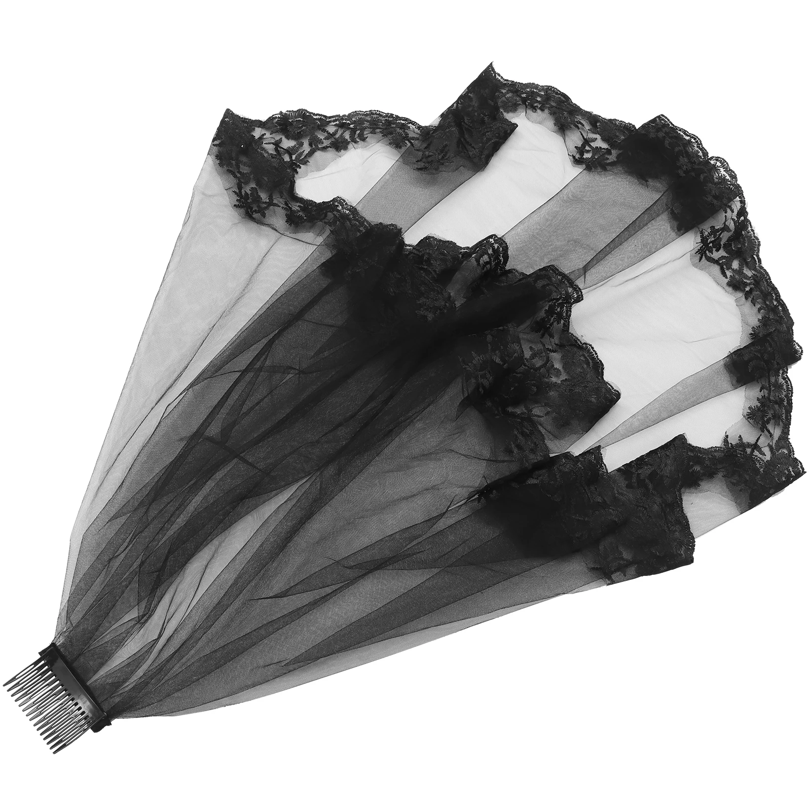 

Wedding Veil for Bride Lace Cathedral Length Bridal Accessory Gothic Halloween Costume Women Elegant Comb Attached