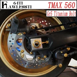 FLAWLESSTI Gr5 Titanium Bolt Sprocket Exhaust Pipe Rear Fender Rear Caliper Rear Axle Engine Oil Bolt For Yamaha Tmax 560 530