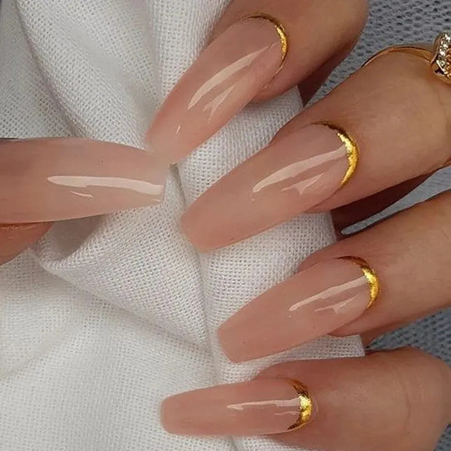 3D Simple French Tips Nail Stickers Silver Gold Metal Stripe Line Swirl Decals Curve Gel Nails Art Sliders Polish Manicure Decor