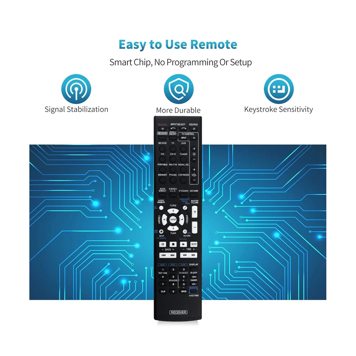 AXD7565 Replace Remote for Pioneer VSX-324-K AXD7565 VSX-819H VSX-828-S VSX-921 Home Theater Audio Video Receiver System