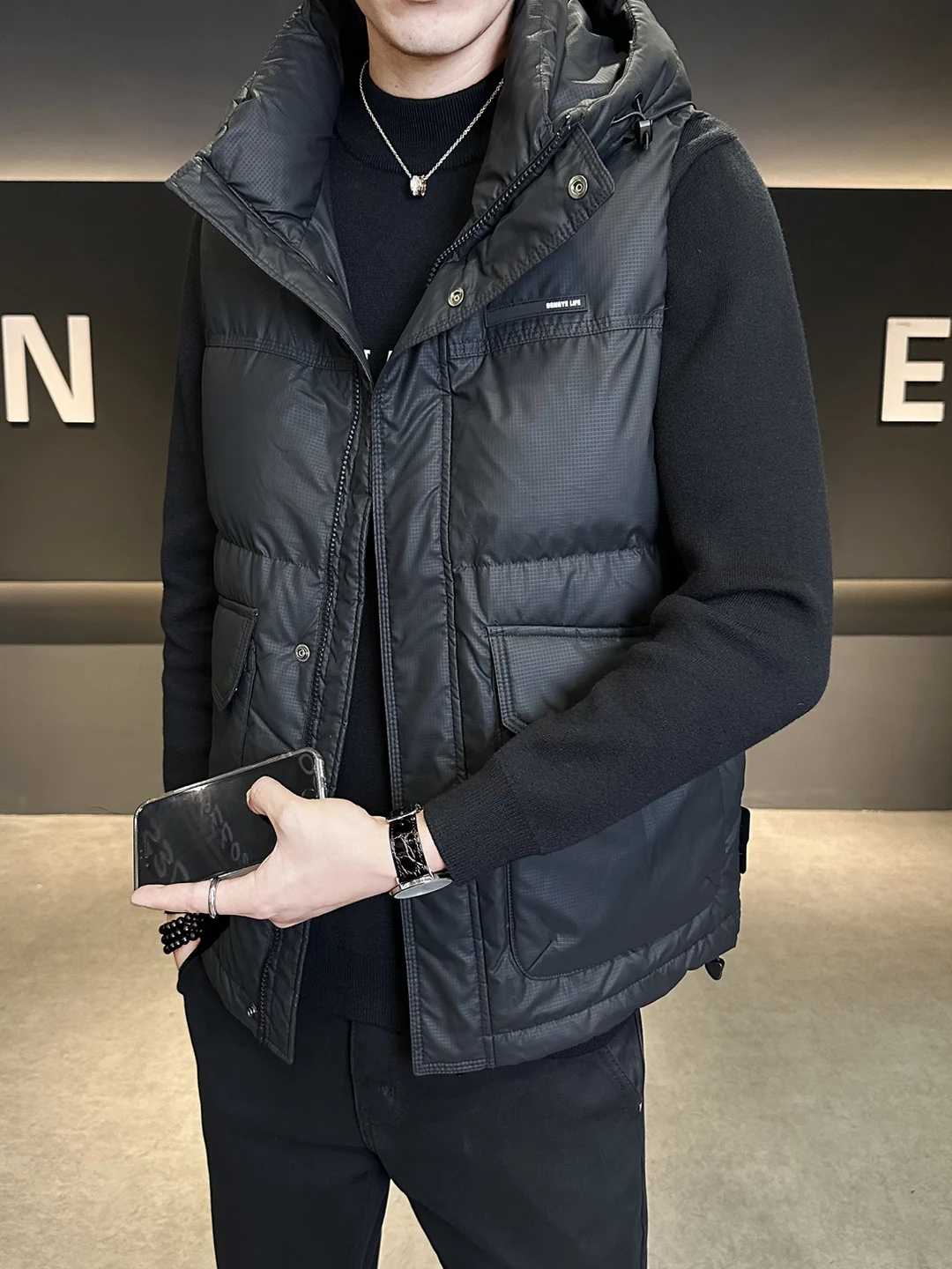 

Мужской утепленный жилет Cleanfit с капюшоном, модная городская повседневная одежда из полиэстера для молодежи