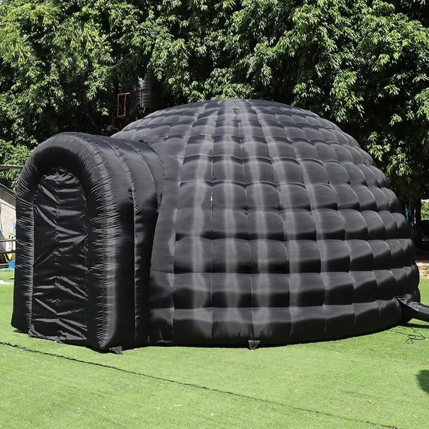 Portable Inflatable Outdoor Camping Tent, Igloo Dome with Built-in RGB Light, Black Event House for Wedding Party & Club Decor