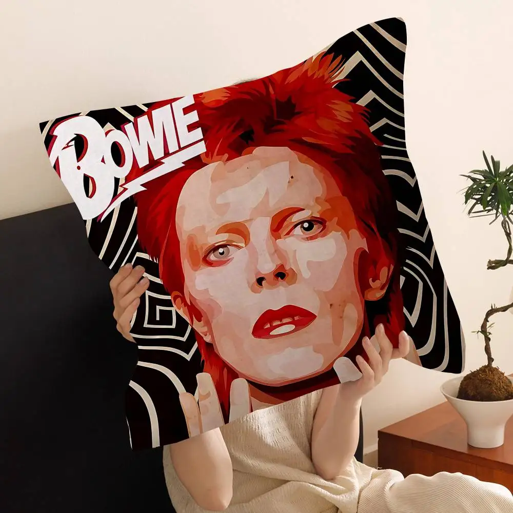 Rock Singer D-David B-Bowie Pillow Covers Cartoon Sofa Decorative Home Double-sided Printing Short Plush Cute Cushion Cover