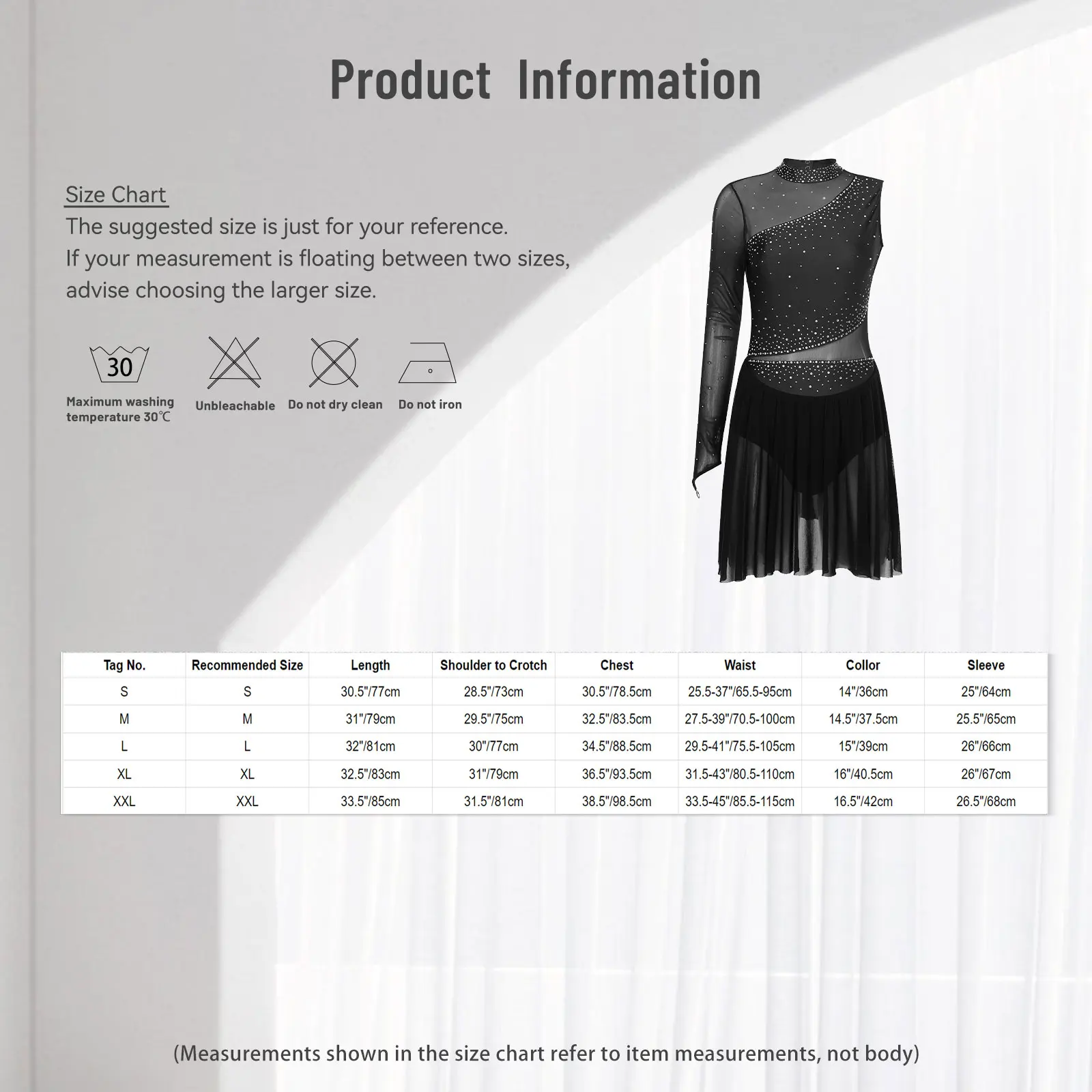 Womens One Shoulder Figure Skating Dress Sparkly Rhinestone Ballet Tutu Dress Gymnastics Leotard Roller Ice Skating Dancewear