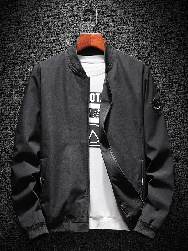 

Мужская демисезонная тонкая бейсбольная куртка свободного кроя, повседневная, модная, из полиэстера, нейлона и композитного волокна, с длинными рукавами, на молнии