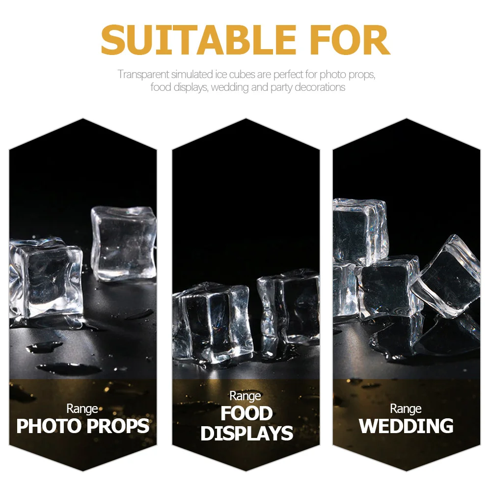 

60pcs Simulation Ice Cube Clear Plastic Fake Ice Cubes For Decoration Vase Filler Artificial Reusable Cubes Photography Props