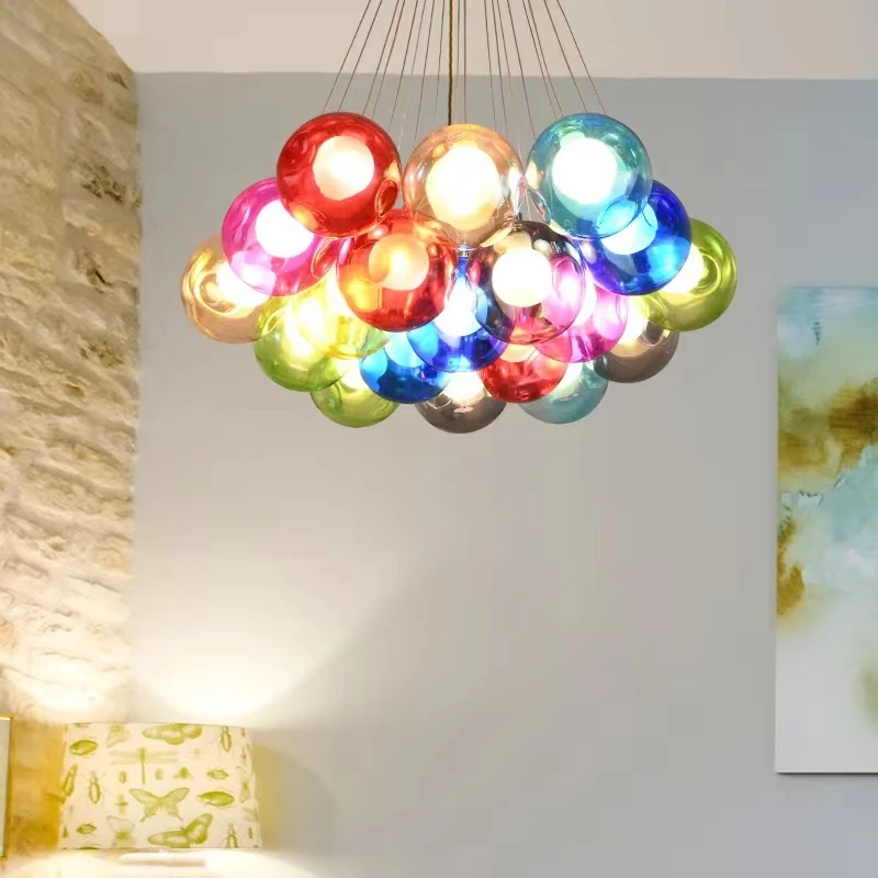 Modern Colorful Glass Ball Pendant Lights for Dining Living Bed Room bedroom Decor hanging lamp G4 Luminaires