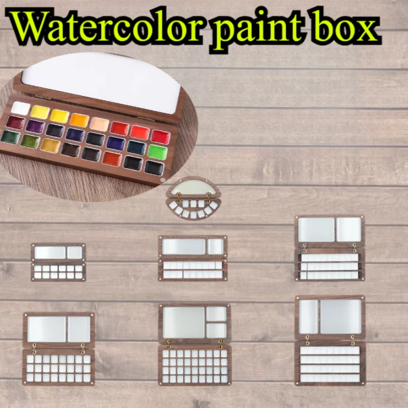 

Коробка для акварельных пигментов из цельного дерева, художественная студенческая коробка для акварельных пигментов «сделай сам», для рисования на открытом воздухе, лоток для смешивания цветов из эпоксидной смолы