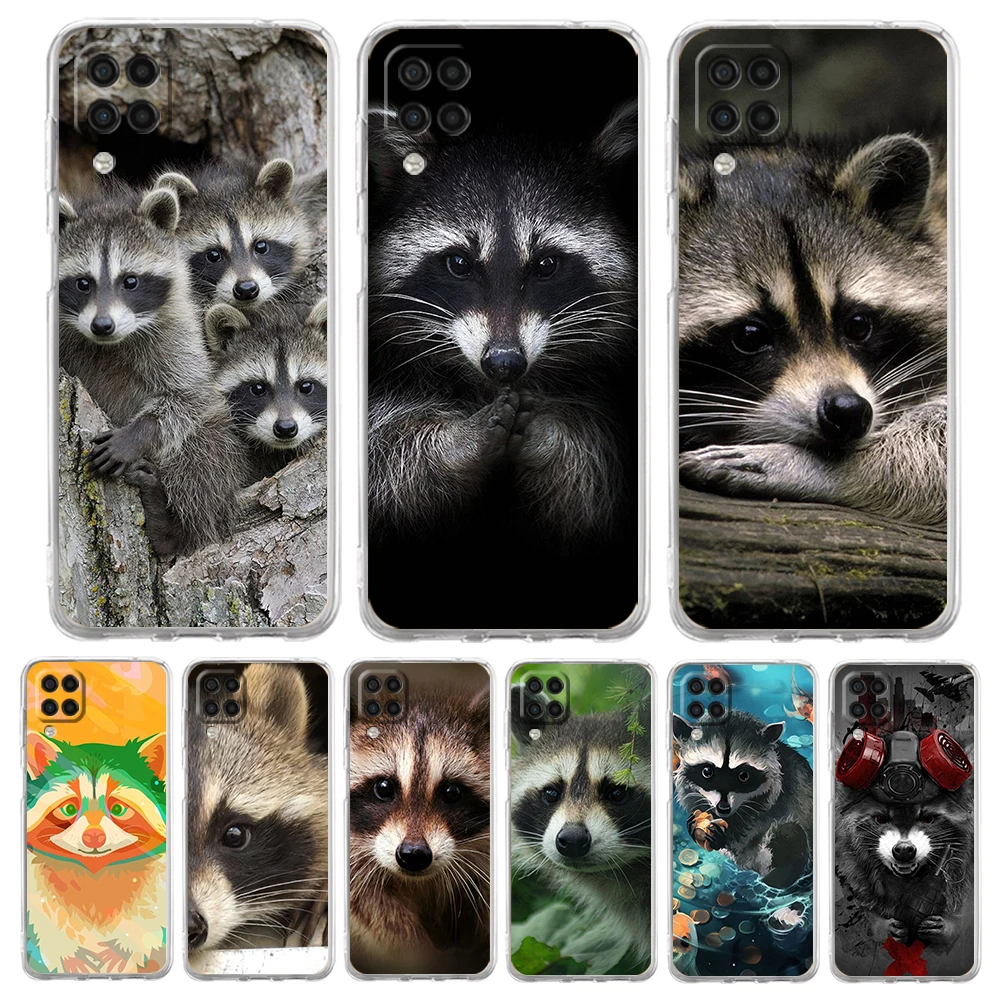 

Cute Animal Raccoon Phone Case for Samsung Galaxy A13 A22 A32 A52 A53 A72 A51 A71 A11 A31 A41 A01 A21S 5G Transparent Shell Bags