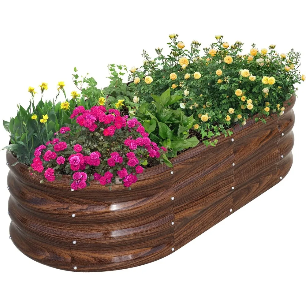 

SnugNiture Galvanized Raised Garden Bed, 4x2x1ft Oval Metal Planter Box for Planting Outdoor Plants Vegetables