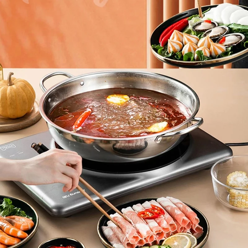 Topf Hot Shabu Teiler Edelstahl Kochherd Induktion Hotpot Geteilter chinesischer Hot Pot Kompatibler Suppenbutttopf