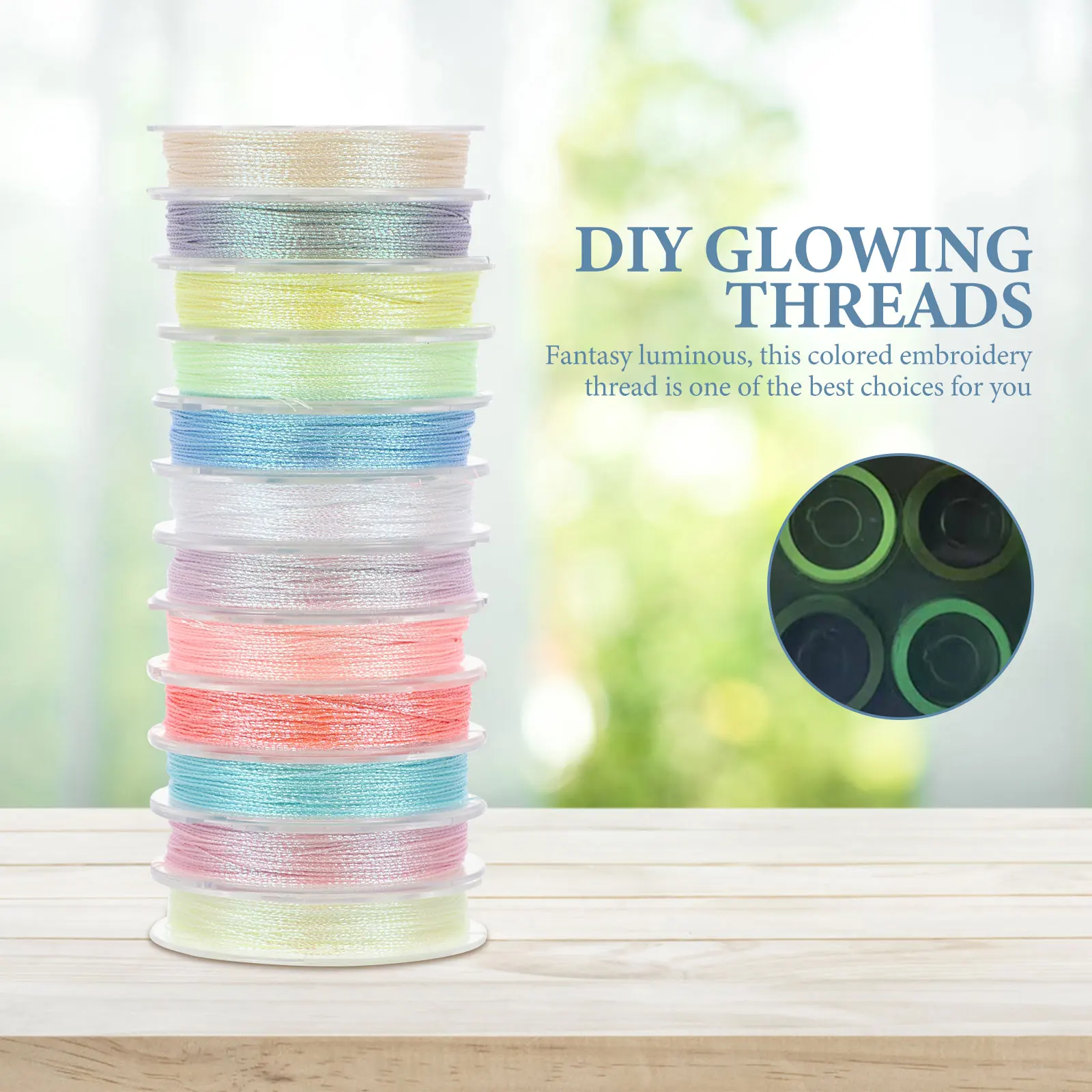 

Glowing Embroidery Thread Night Light Colorful Sewing Threads Multi Function Wear Resistant Cross Stitching DIY Supplies