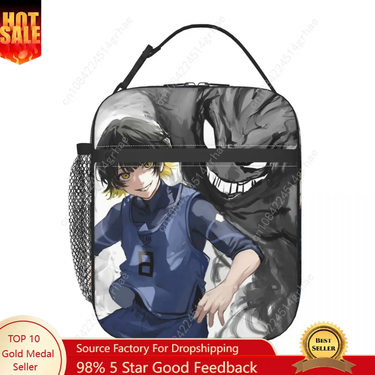 Blue Lock Bachira Yoichi Isagi Borsa per il pranzo isolata Borsa per alimenti per calcio Manga Scatole per il pranzo termiche portatili per i viaggi