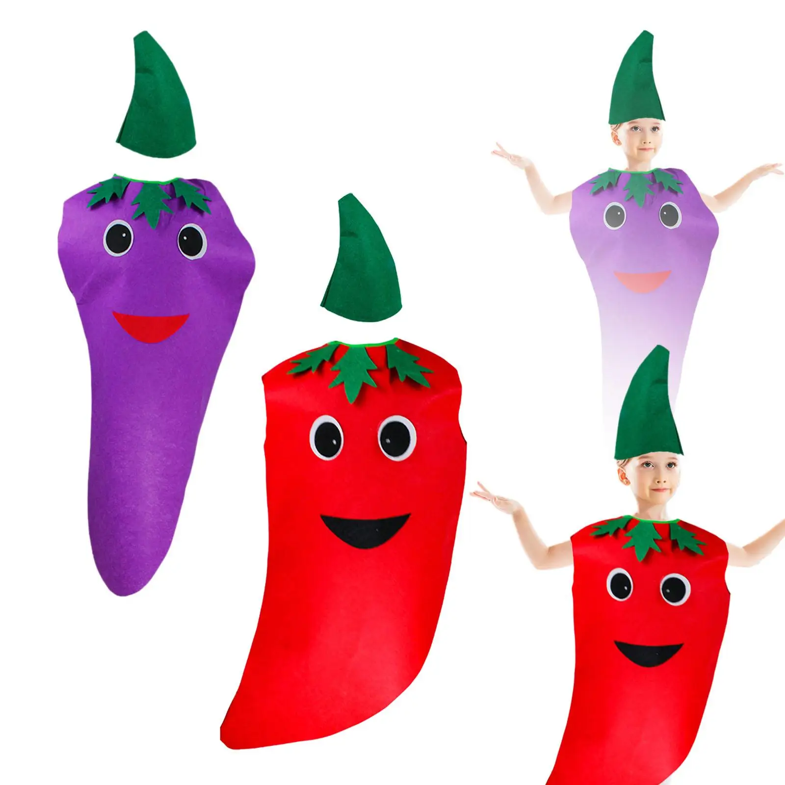 Halloween Kids Vegetable Cosplay Outfit Non Woven Cartoon Dress Up Jumpsuit for Party Role Play