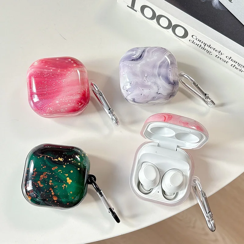 For Samsung Galaxy Buds Core 2 Pro Live 3 Pro FE Case Colorful Aurora Marble Pattern Cover Protective Shell Anti-scratch Funda