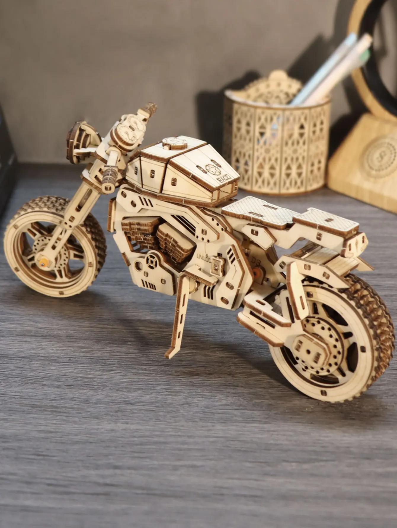 3D Wooden Puzzle For Adults Motorcycle Model Kits To Build DIY Handmade Craft Christmas Gift