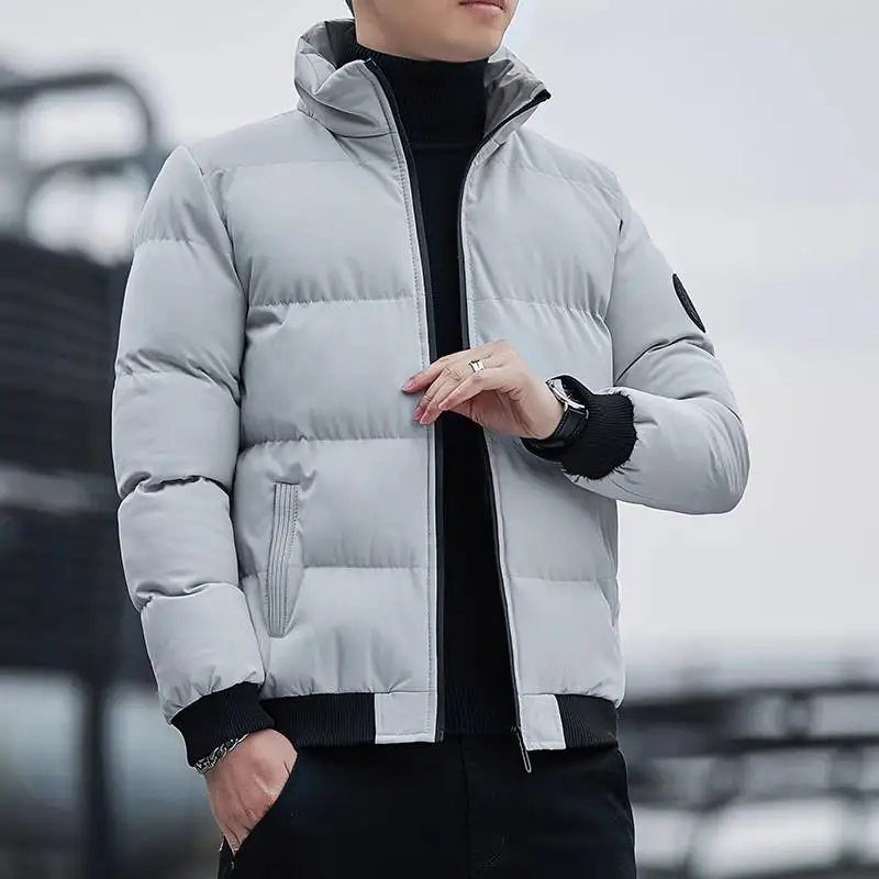 Men's down Jaet Autumn Winter Thiened Warm Faionable Korean Sle ort Quilted Coat White Du down Filling Slim Fit