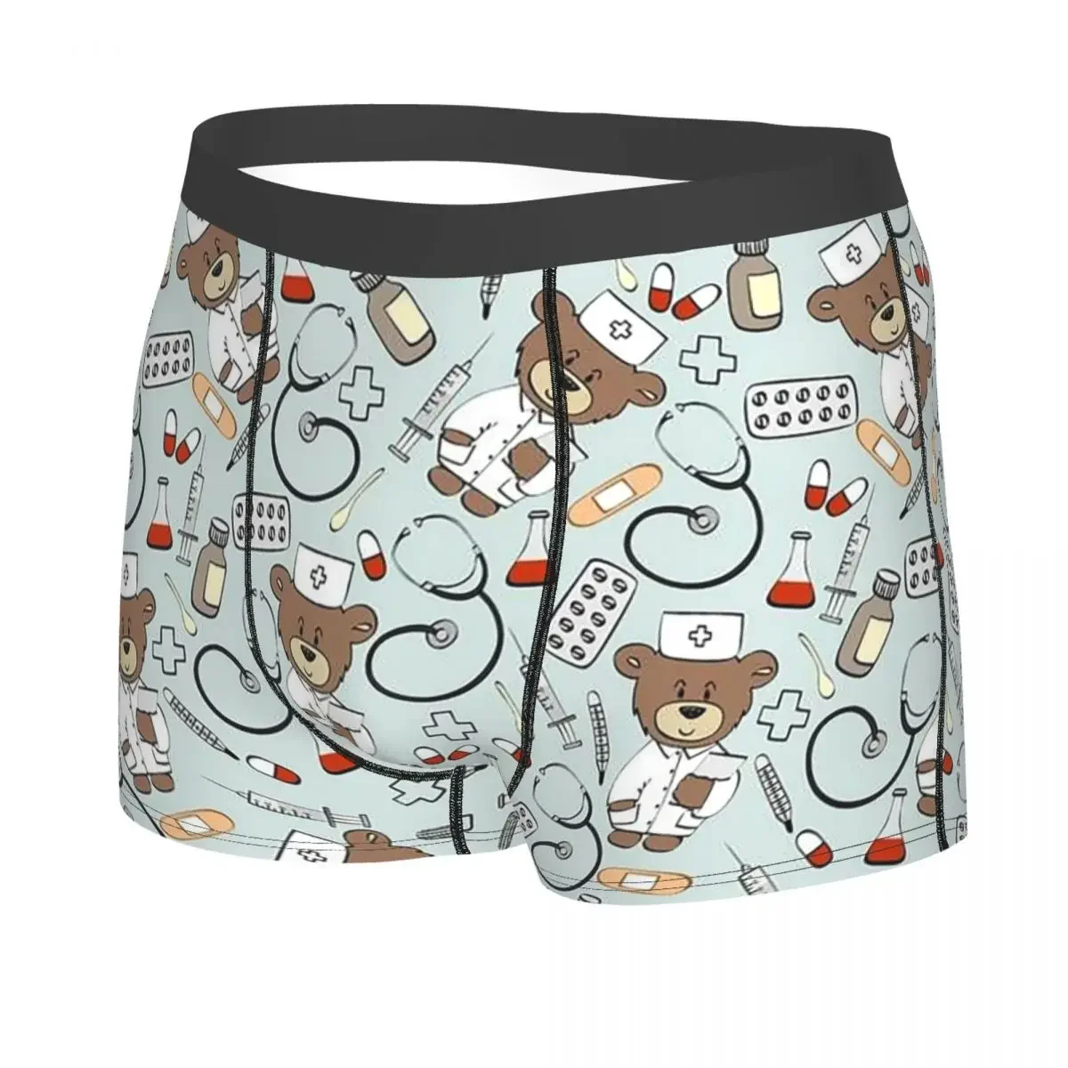 Custom Nurse Pattern With Bear Boxers Shorts Men Health Care Nursing Briefs Underwear Funny Underpants