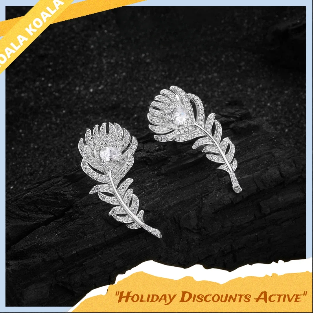 

Luxurious S925 Peacock Feather Full Diamond Earrings High End Atmosphere Banquet Workplace Versatile Jewelry - Mother's Day Gift