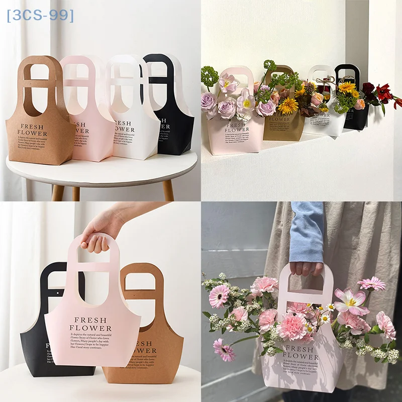 Caja de flores para embalaje, envoltura de rosas, bolsa de papel Kraft impermeable de mano, bolsa de regalo para decoración de boda, bolsa de embalaje para ramo